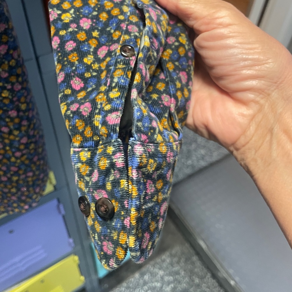 Bonobos Corduroy Black Button-Down Shirt with Multicolor Floral Print - Picture 4 of 6